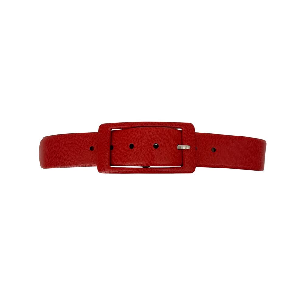 Jil SANDER Leather Belt with Leather Buckle in Red XS